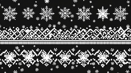 Poster - Black and white patterned Christmas sweater design, perfect for cozy winter apparel themes