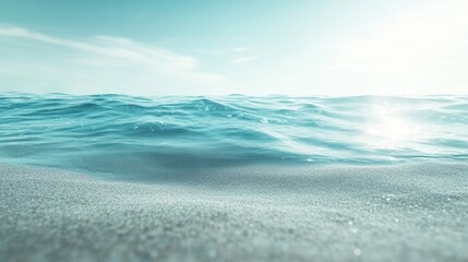 Poster - Clear ocean water on a sandy beach background, great for summer vacation promotions