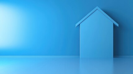 Poster - A minimalist blue house silhouette set against a matching blue background.