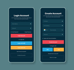 minimalist dark login and signup screen ui design for mobile application