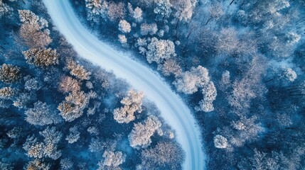 Poster - Cross-country skiing trail winding through a forested winter landscape