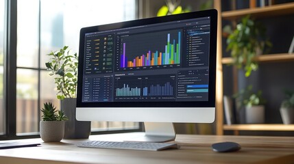 Poster - AI-driven data analytics displayed on a computer screen, representing innovation in business intelligence
