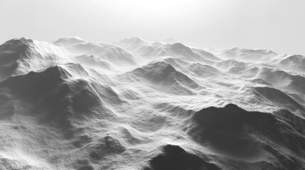 Poster - A monochromatic landscape of undulating mountain-like forms, evoking a serene atmosphere.