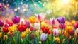 © DigitalArt Max - Vibrant Spring Tulip Field with Bokeh Effect - Colorful Impressionist Style Floral Art for Spring Decor and Nature Lovers