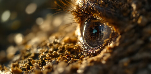 Aufkleber - The image is a close-up of an eye, likely belonging to a reptile, with a rough, textured background.