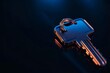 © CHONCHANOK PHOTO - A close-up of a shiny key against a dark blue background, symbolizing security, access, and possibilities in business ventures.