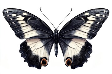 Poster - A black and white butterfly on a clean white background