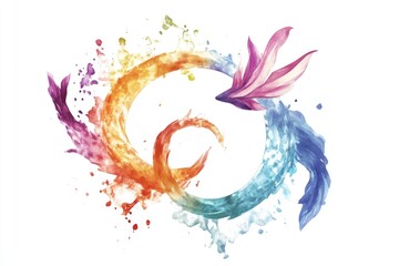 Poster - A colorful illustration of a fish swimming near the surface of a wave