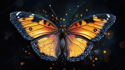Poster - A butterfly perched on a dark or black background