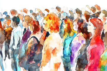 Poster - A large group of people standing together, unified and connected