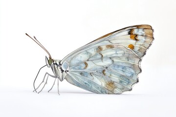 Poster - A close-up shot of a colorful butterfly perched on a white surface