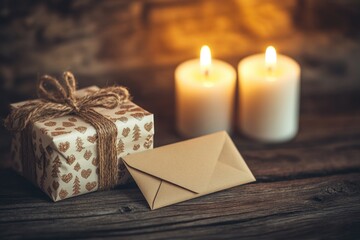 Poster - A beautifully presented gift box with a card and candles inside, perfect for special occasions
