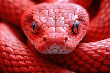 Aufkleber - A close-up view of a red snake's head, perfect for using in illustrations or designs related to nature and wildlife