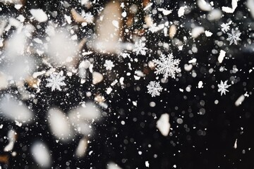 Wall Mural - A cluster of snowflakes suspended in mid-air, captured in a moment of perfect stillness