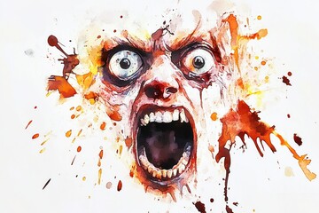 Poster - A close-up shot of a person's face with blood splatters and stains, potentially indicating violence or trauma