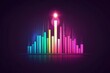 © Abdul - Bright Modern Vector Bar Graph Emitting Light Rays with Dark Gradient Backdrop and Colorful Elements for Data Visualization and Infographics