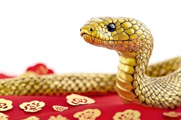 Aufkleber - Close-up shot of a snake's head on a vibrant red fabric