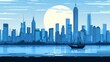 © AnImagine - Blue City Skyline with Soft Light and High Contrast