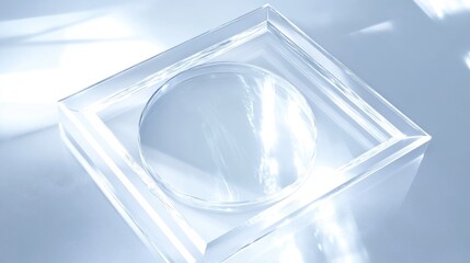 Poster - A transparent container with a round item inside