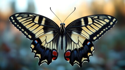 Poster - A detailed view of a butterfly surrounded by a soft, out-of-focus blur