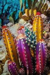 Poster - Colorful cacti and succulents thrive in this well-designed rock garden