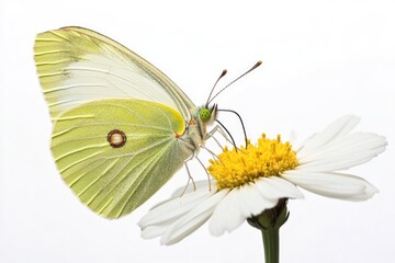 Poster - A colorful butterfly perches on the petals of a white flower