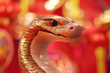 Poster - A close-up shot of a statue of a snake with intricate details