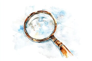 Poster - A detailed illustration of a magnifying glass with a watercolor style