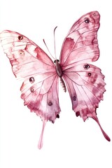 Poster - Watercolor illustration of a delicate pink butterfly