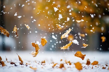 Poster - A bunch of leaves flying through the air