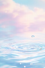 Poster - A single water droplet falls into a body of water, creating ripples and waves