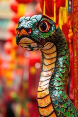 Aufkleber - A detailed view of a serpent-shaped statue, ideal for use in educational or decorative contexts