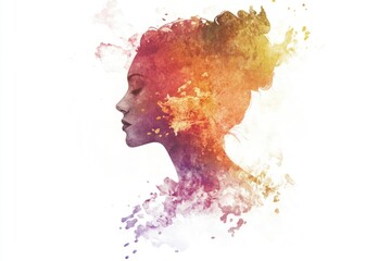 Poster - Watercolor art design on a woman's face
