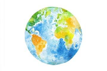 Poster - Watercolor illustration of the Earth on a white background, suitable for environmental or science-related uses