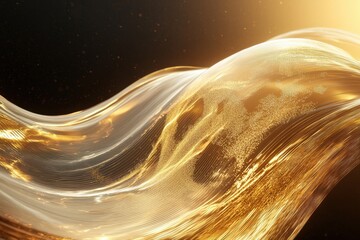 Poster - global peace talks illuminating golden waves conceptual artwork inspirational environment abstract v