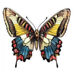 Aufkleber - A close-up photo of a colorful butterfly perched on a pure white surface