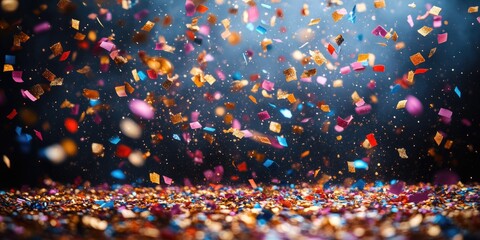 Aufkleber - Aerial view of colorful confetti falling from the sky, perfect for celebrations and parties