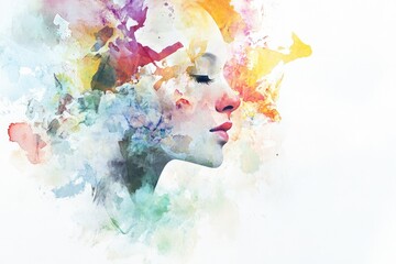 Poster - A person's face with vibrant paint streaks, perfect for creative or artistic concepts