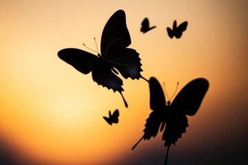 Poster - A cluster of colorful butterflies soaring through the air