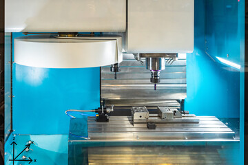 Poster - milling machine. metalworking equipment. fragment of milling machine in production. equipment for dr