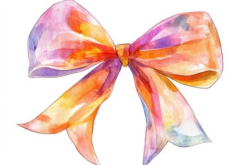 Poster - a beautiful watercolor illustration of a single bow on a white background, suitable for various desi