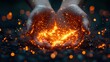 © Juan - Hands holding glowing fiery particles in a surreal scene
