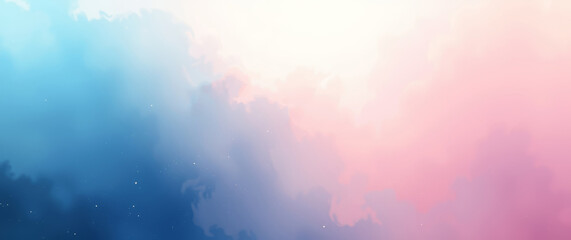 Poster - Angel raising hands in colorful cloudy sky with sparkling stars