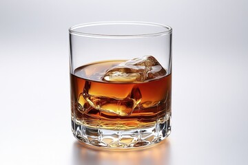 Poster - A glass filled with whiskey and ice cubes, perfect for a relaxing evening