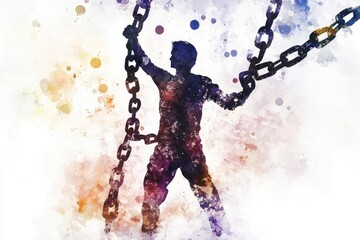 Poster - A person holds a chain, possibly for restraint or connection