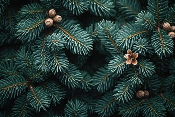 Poster - Close-up view of a pine tree with cones, suitable for outdoor or nature-themed projects