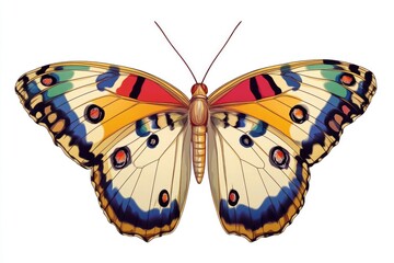 Poster - A colorful butterfly perched on a white surface, offering a burst of color and beauty