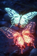 Poster - Close-up shot of a butterfly perched on a rock, showcasing its delicate features and texture