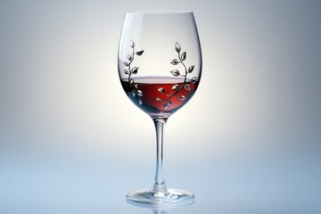 Aufkleber - A glass of red wine set against a deep blue background