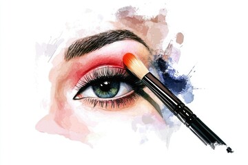 Poster - A close-up shot of a person's eye holding a brush, perfect for illustrating creative or artistic themes